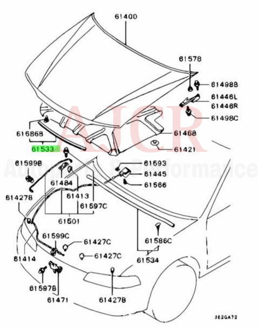 Mitsubishi Hood Weatherstrip Evo 4-6/Mirage 97-02