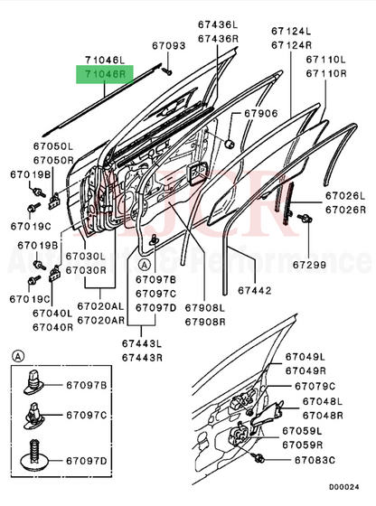 Mitsubishi Molding Door Window Trim Evo 7-9