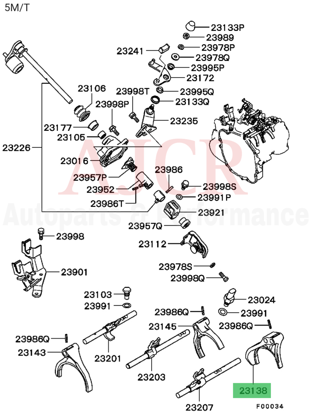 Mitsubishi Gears Fork Eclipse V6 3.0L 5-Speed 00-05