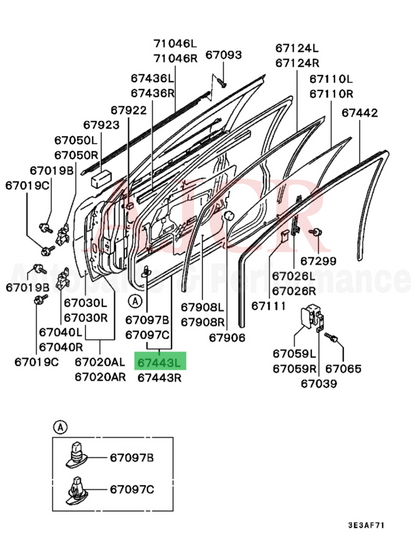 Mitsubishi Door Weatherstrip Seal Evo 7-9